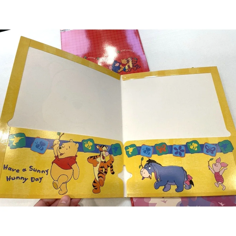 Vintage Pen Tab Disney Winnie The Pooh School Folder Lot of 13 Piglet Tigger Y2K